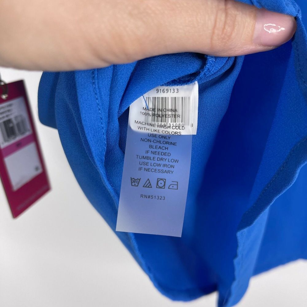 Vince Camuto Womens Blouse Size XXS Royal Blue Short Sleeve Work Wear NWT - Picture 4 of 4